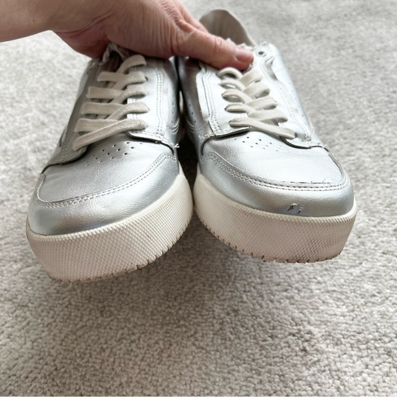 ZARA Silver Metallic Lace Up Sneakers Trainers Size 40/9 Trendy Stylish - Picture 2 of 7